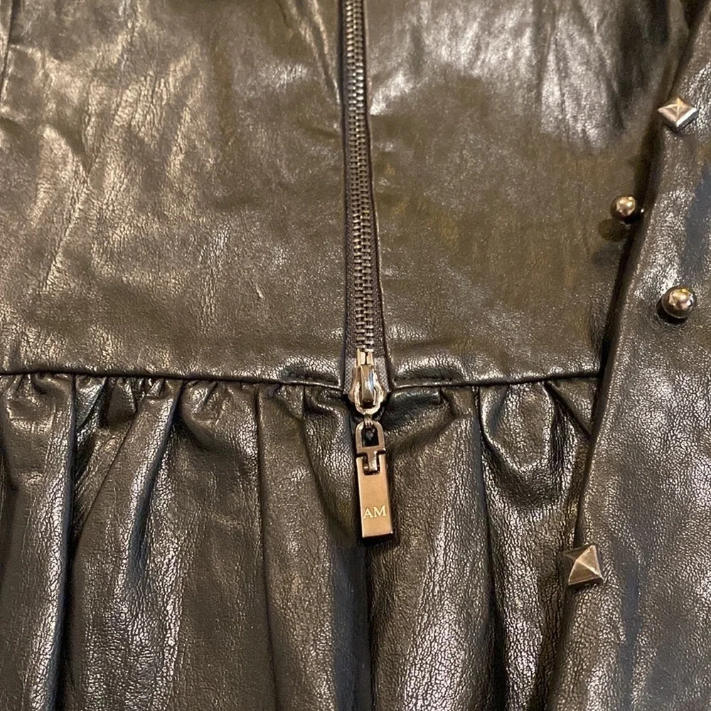 Alberto Makali Faux Leather Studded Black Zip Up Jacket  Women's Size XS in EUC